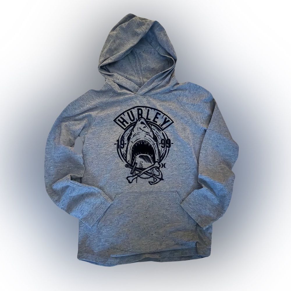 NWOT HURLEY Grey shark hoodie, kangaroo pocket